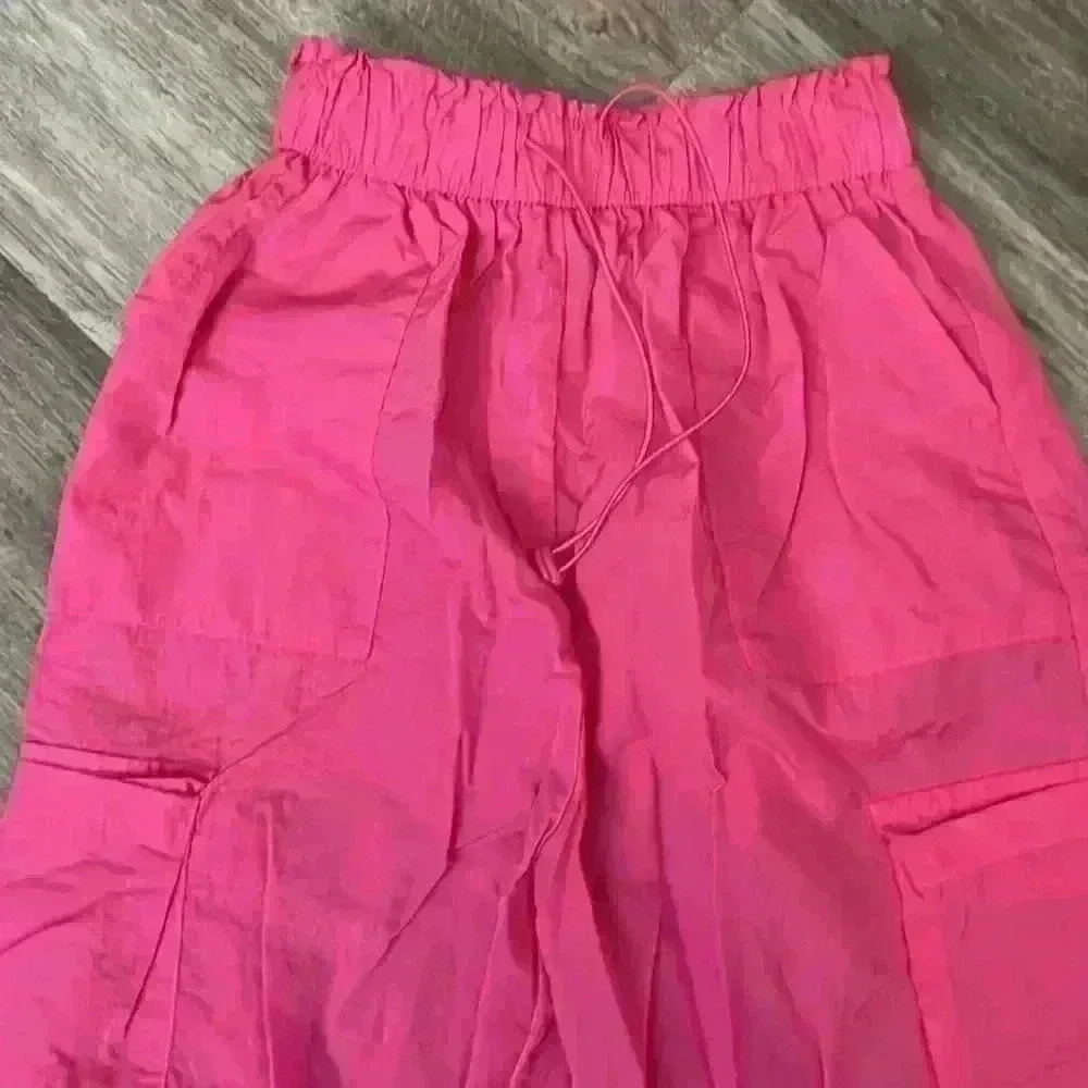 rue21 hot pink cargo drawstring pants - Picture 2 of 7